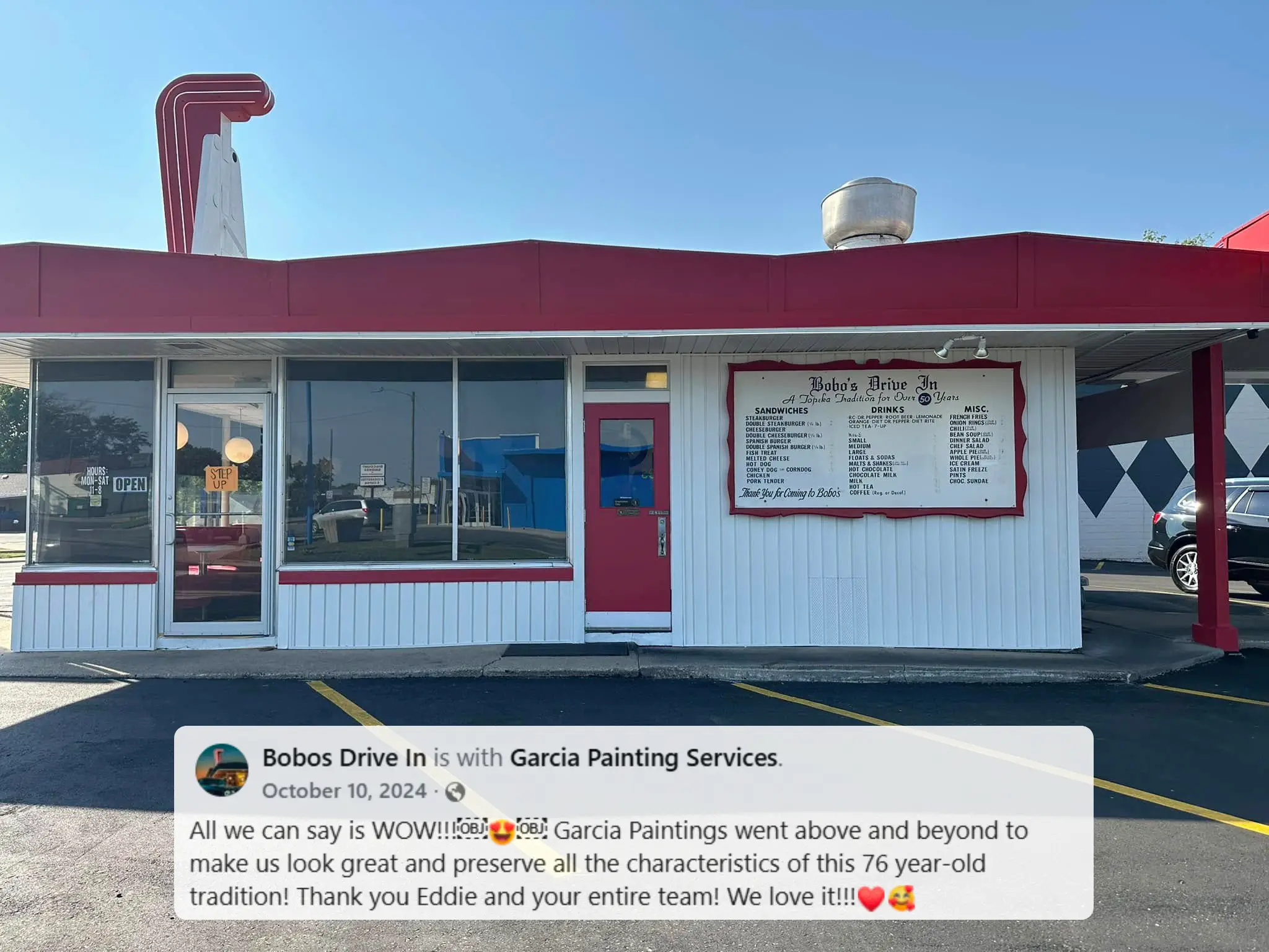 Renovated diner with vibrant exterior colors.